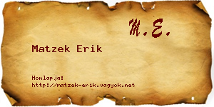 Matzek Erik névjegykártya